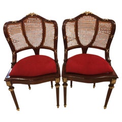 Bronze-Mounted Louis XVI Style Dining Chairs Manner of Jansen, a Pair