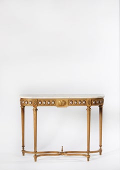 Bronze Mounted Marble-Top Console Table and Mirror