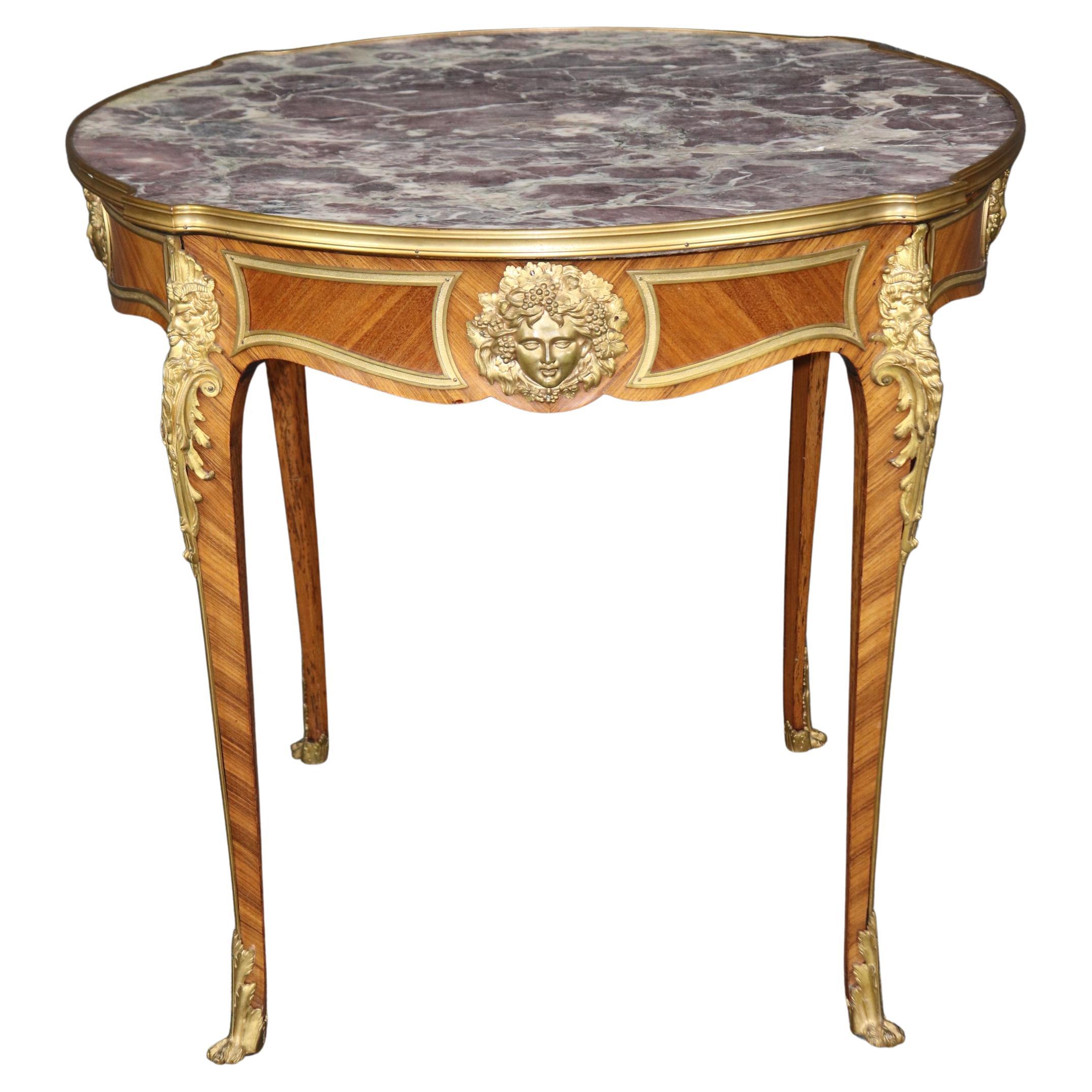 Bronze Mounted Marble Top French Louis XV Center Table Edward Millet Attributed
