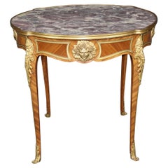 Antique Bronze Mounted Marble Top French Louis XV Center Table Edward Millet Attributed