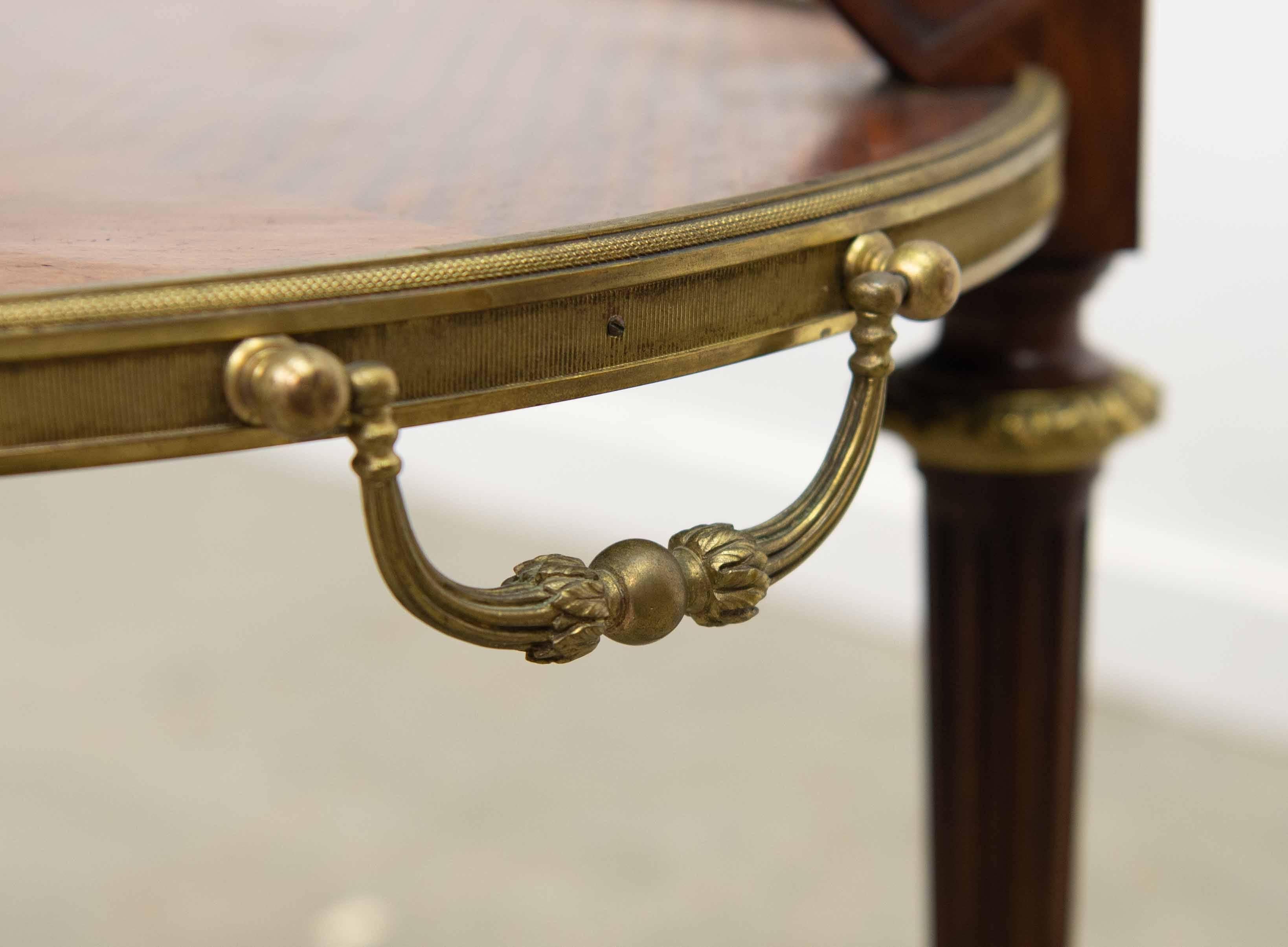 Bronze-Mounted Napoleon Three Two-Tier Side Table, with Marquetry In Good Condition For Sale In Wingene, BE
