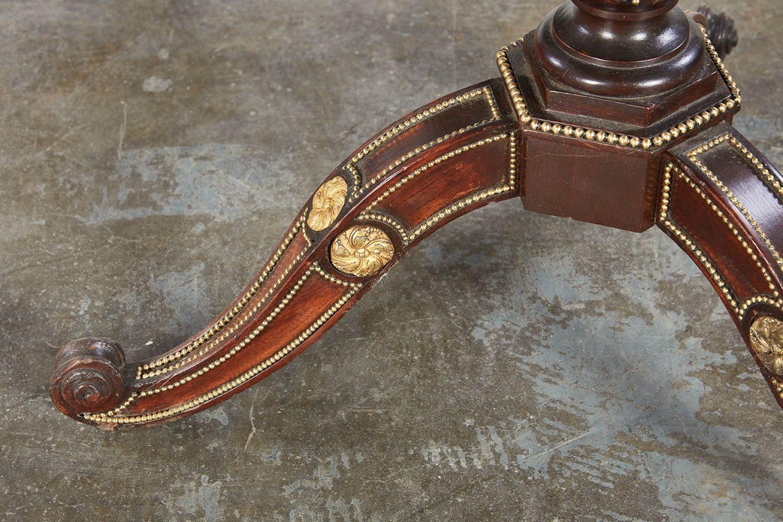 English Bronze Mounted Neoclassical Tripod Table For Sale