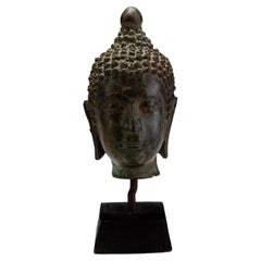 Bronze-Skulptur-Büste einer Indonesischen Buddha-Statue aus Bronze 