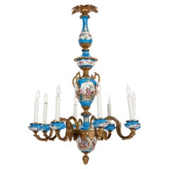 Bronze Mounted / Sevres Porcelain Seven Arm Chandelier 