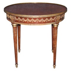Bronze Mounted Walnut and Tulipwood Inlaid French Louis XVI Center Table