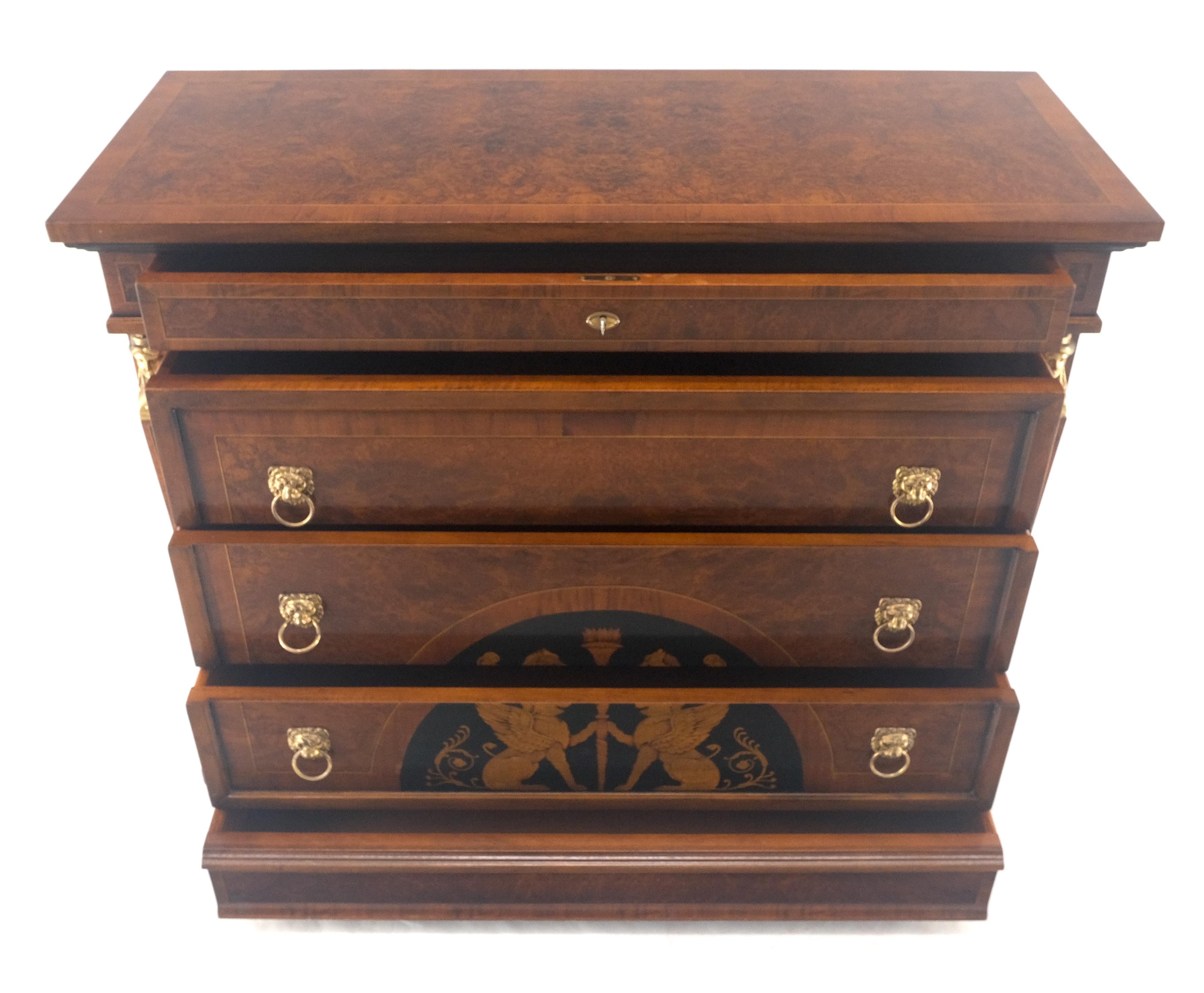 Laccato Supporti e tiranti in bronzo Intarsio in Wood Neoclassico 4 cassetti 48
