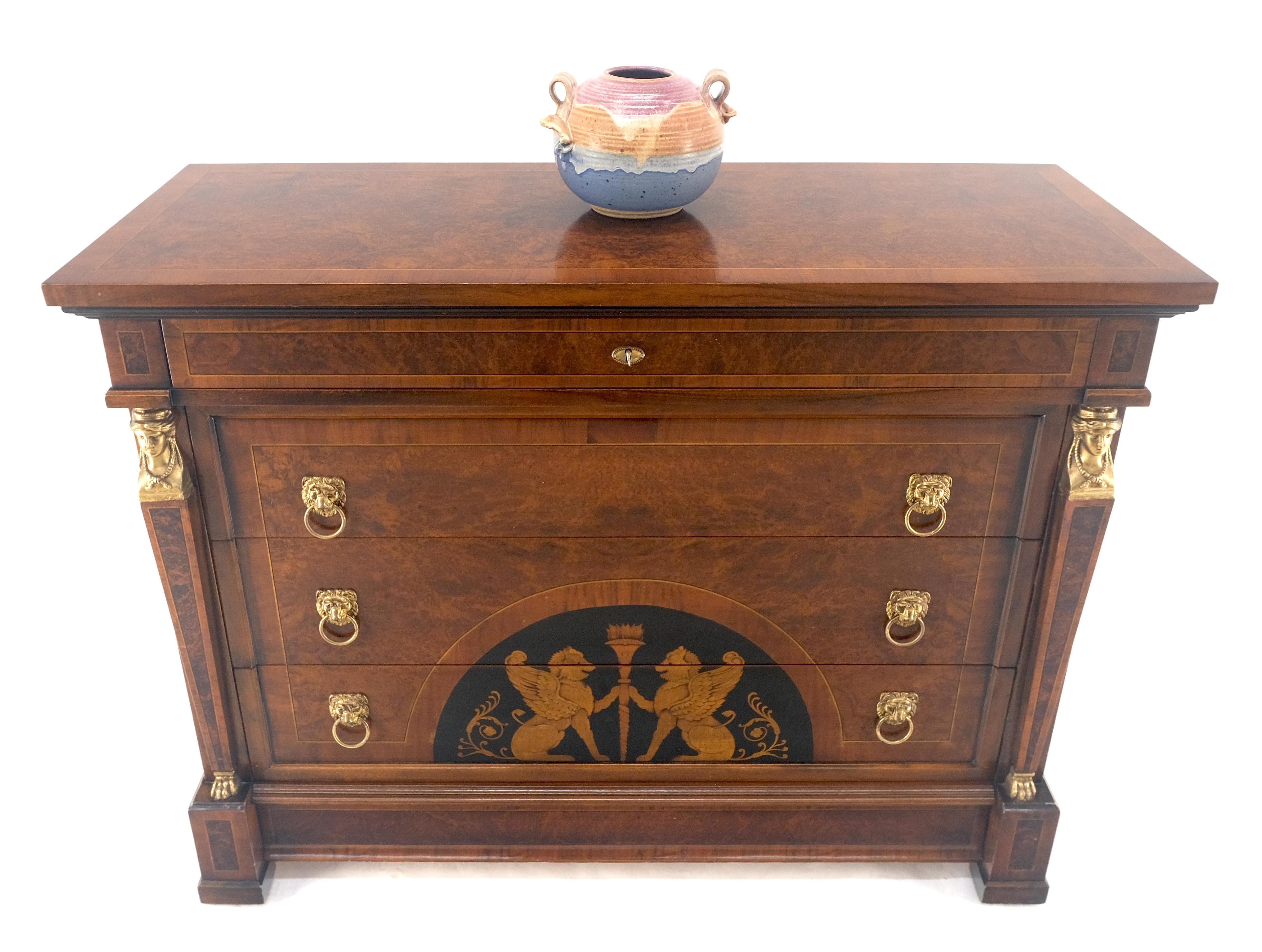 Supporti e tiranti in bronzo Intarsio in Wood Neoclassico 4 cassetti 48