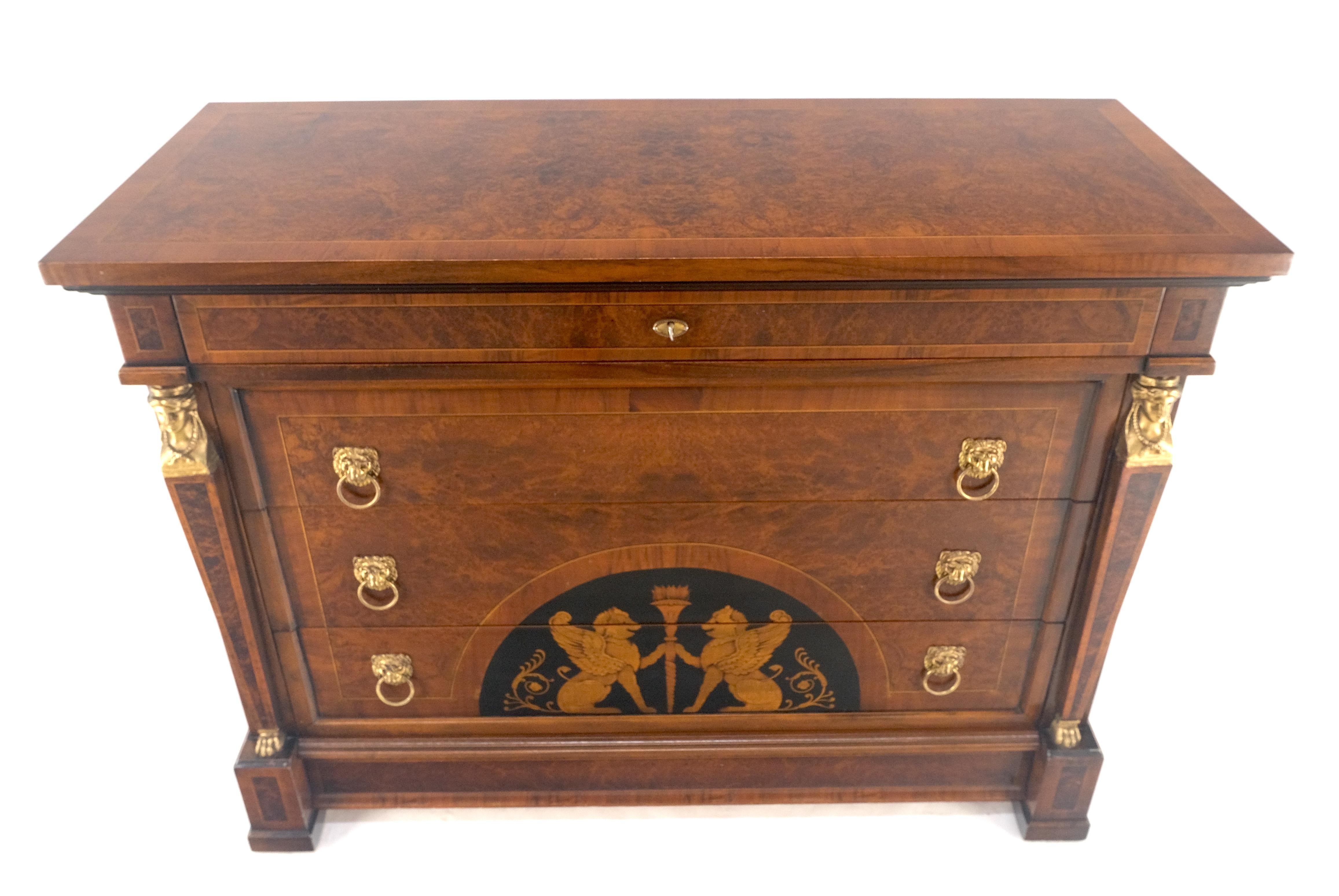 Supporti e tiranti in bronzo Intarsio in Wood Neoclassico 4 cassetti 48