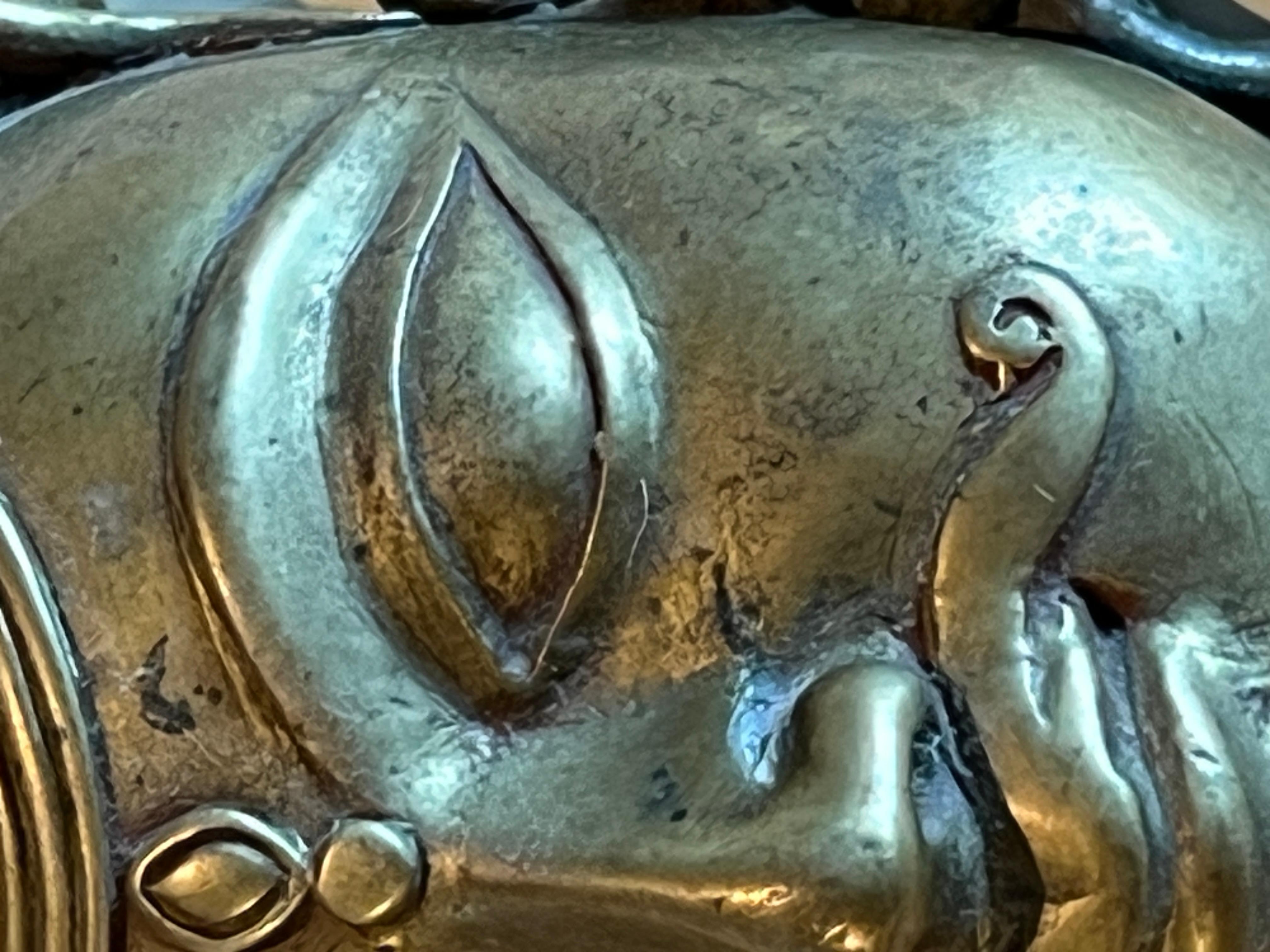 Calco Mukhalingam in bronzo a forma di testa, India, XVIII-XIX secolo in vendita