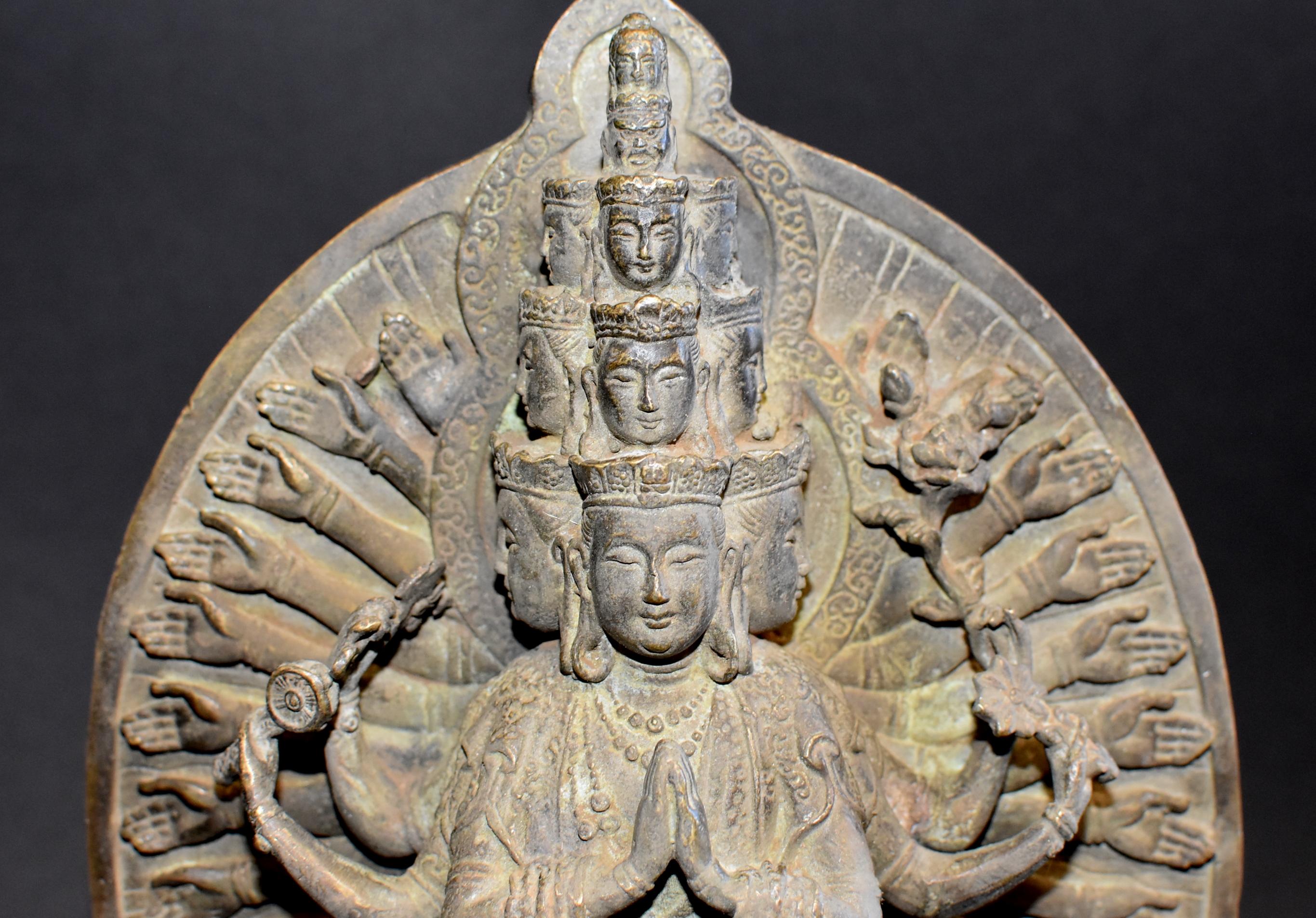 Bronze Multiple Armed Avalokitesvara Guan Yin Statue, Very Fine For Sale 10