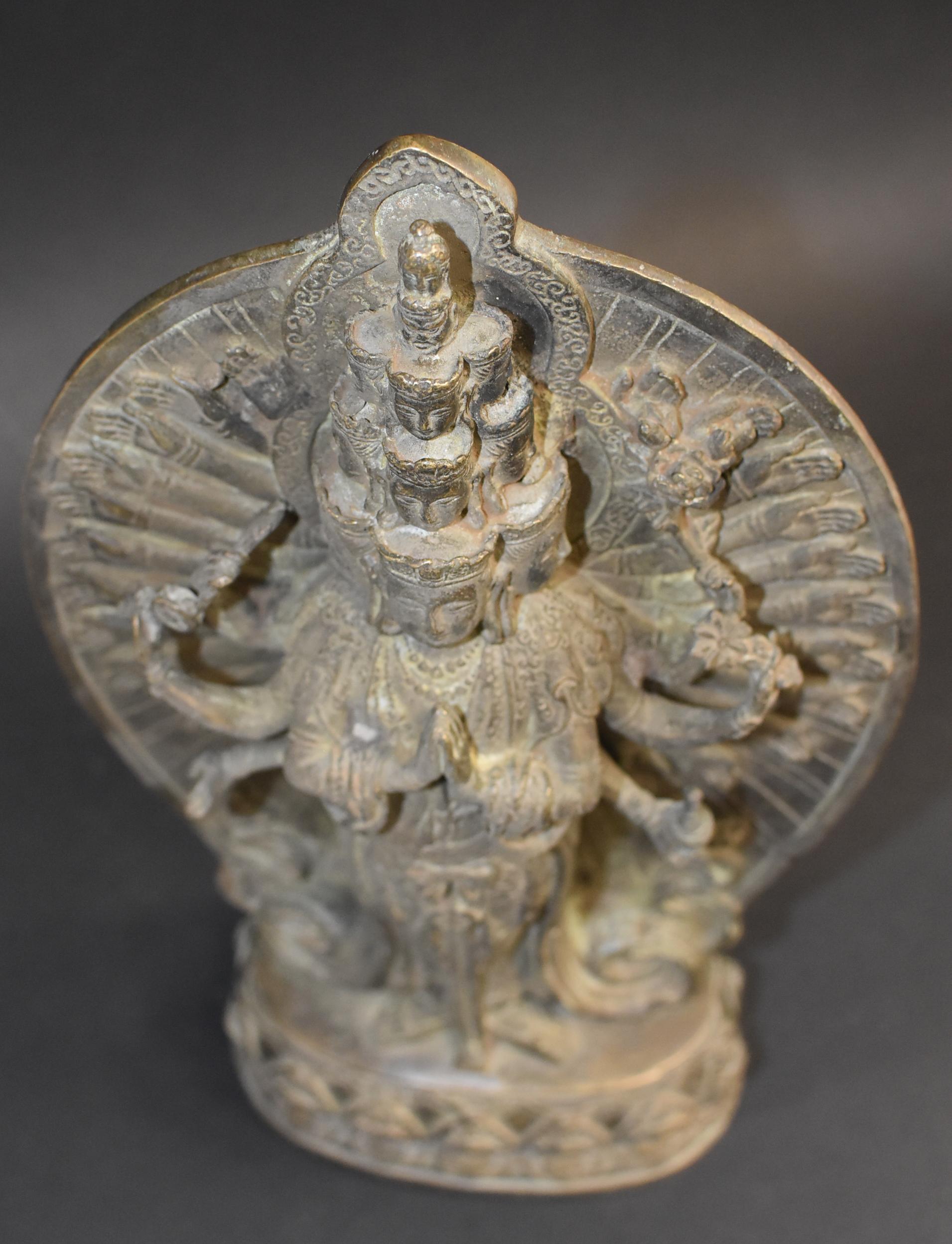Bronze Multiple Armed Avalokitesvara Guan Yin Statue, Very Fine For Sale 12