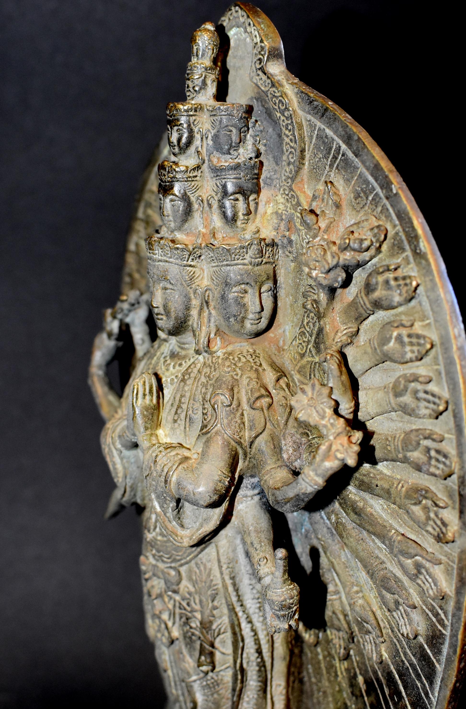 Bronze Multiple Armed Avalokitesvara Guan Yin Statue, Very Fine For Sale 3
