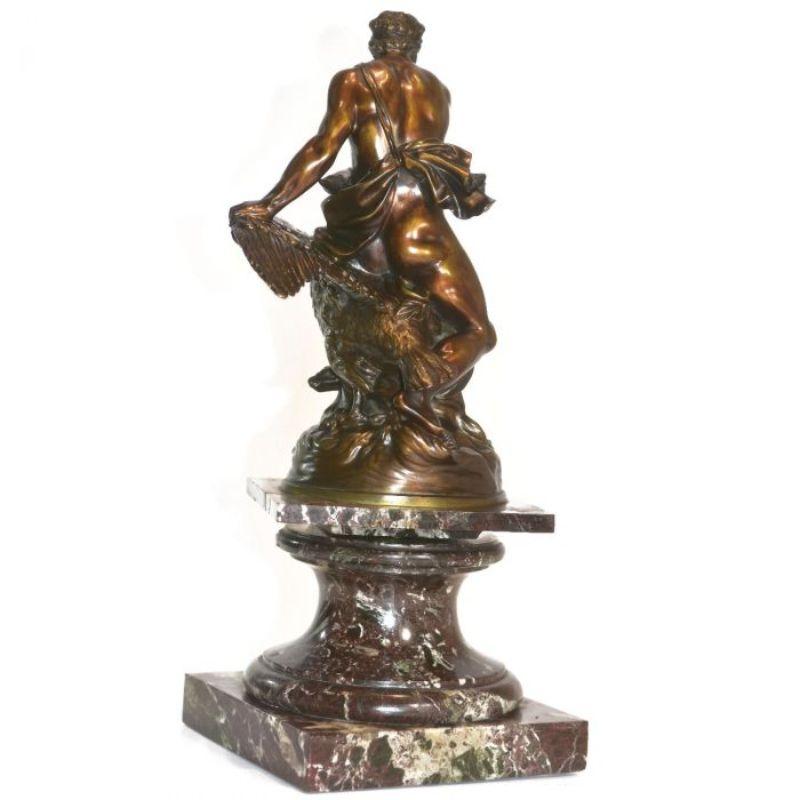 Bronze Mythological Subjects Man Raising an Eagle Xixth In Excellent Condition For Sale In Marseille, FR