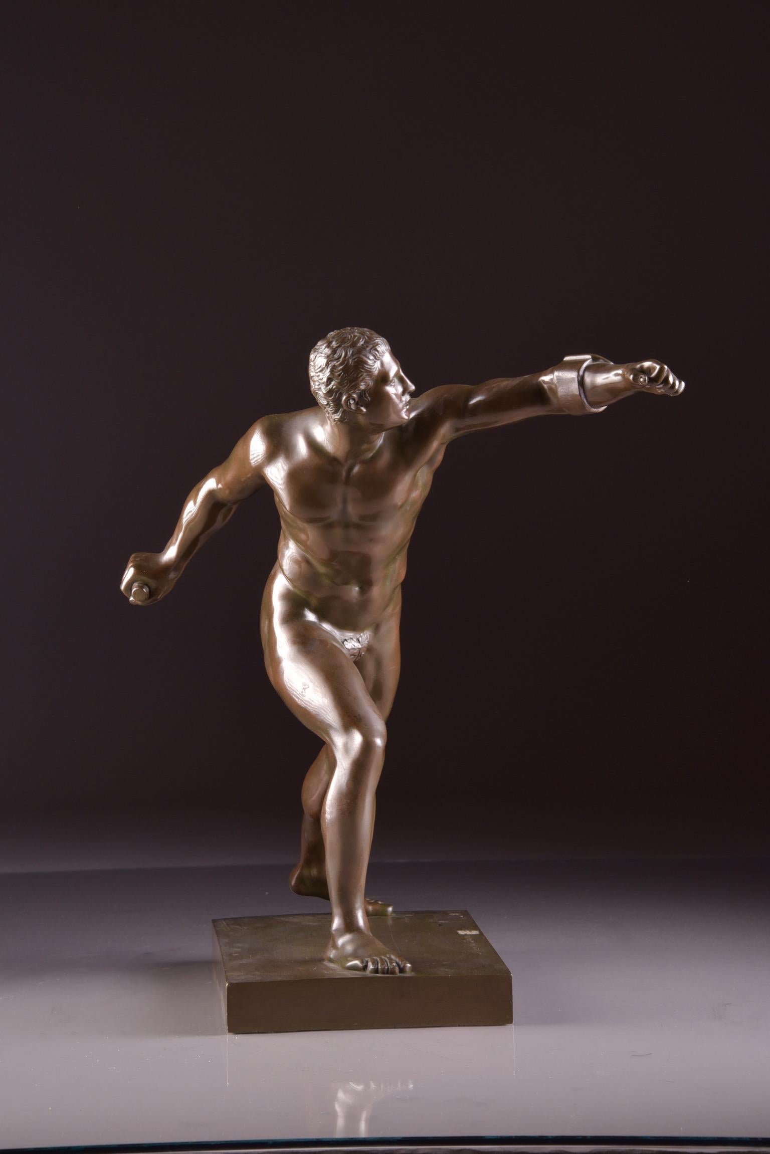 Cold-Painted Bronze Naked Warrior the 
