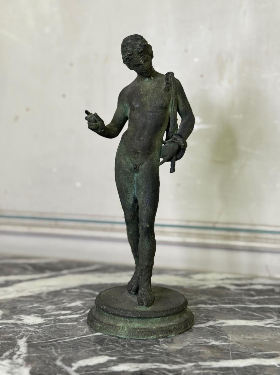 Bronze Narcissus Based on the antique, excavation patina, 19th century For Sale 5