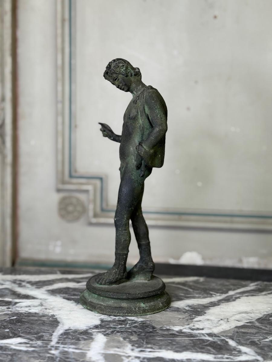 Renaissance Bronze Narcissus Based on the antique, excavation patina, 19th century For Sale