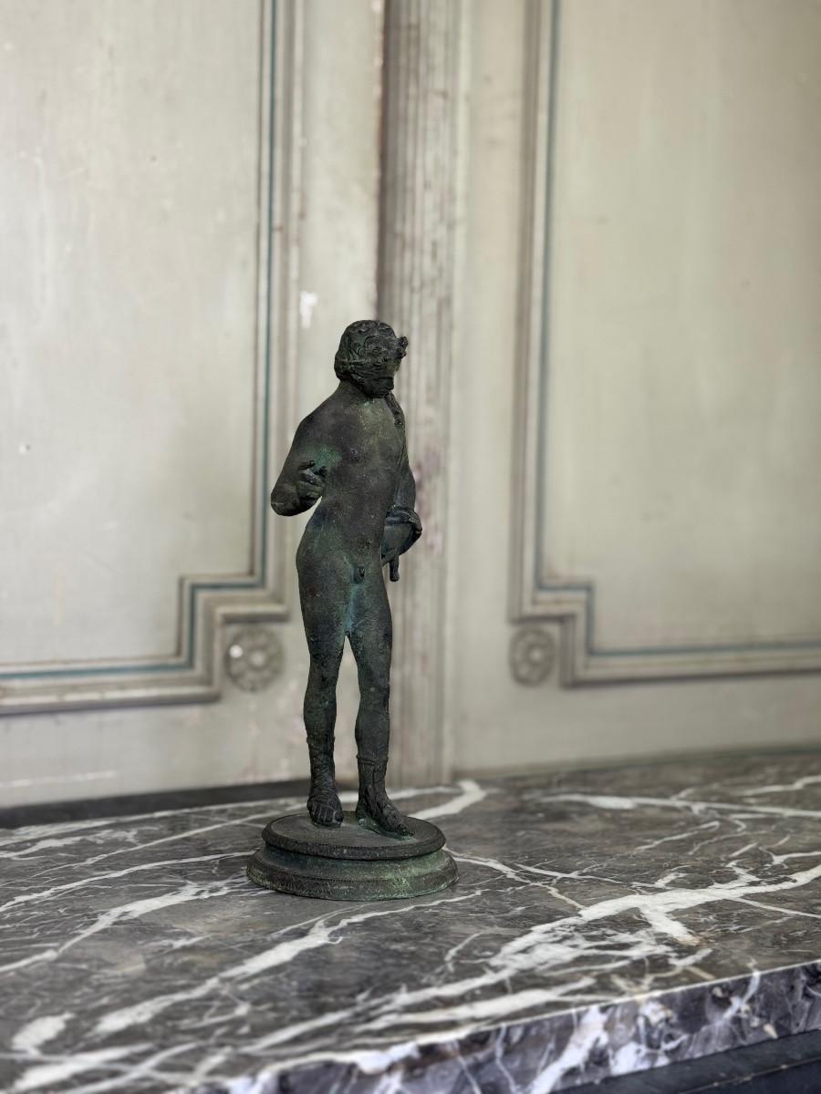 Bronze Narcissus Based on the antique, excavation patina, 19th century In Good Condition For Sale In Honnelles, WHT