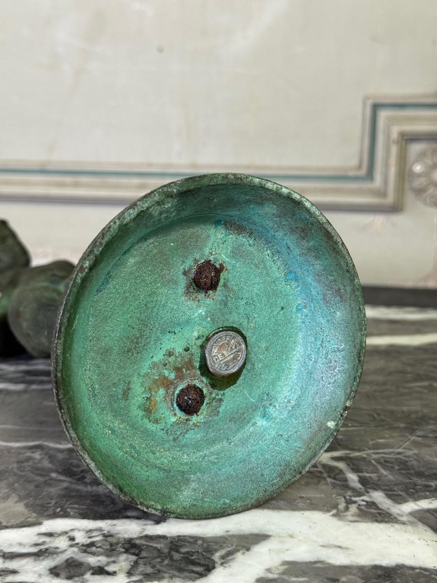 Metal Bronze Narcissus Based on the antique, excavation patina, 19th century For Sale