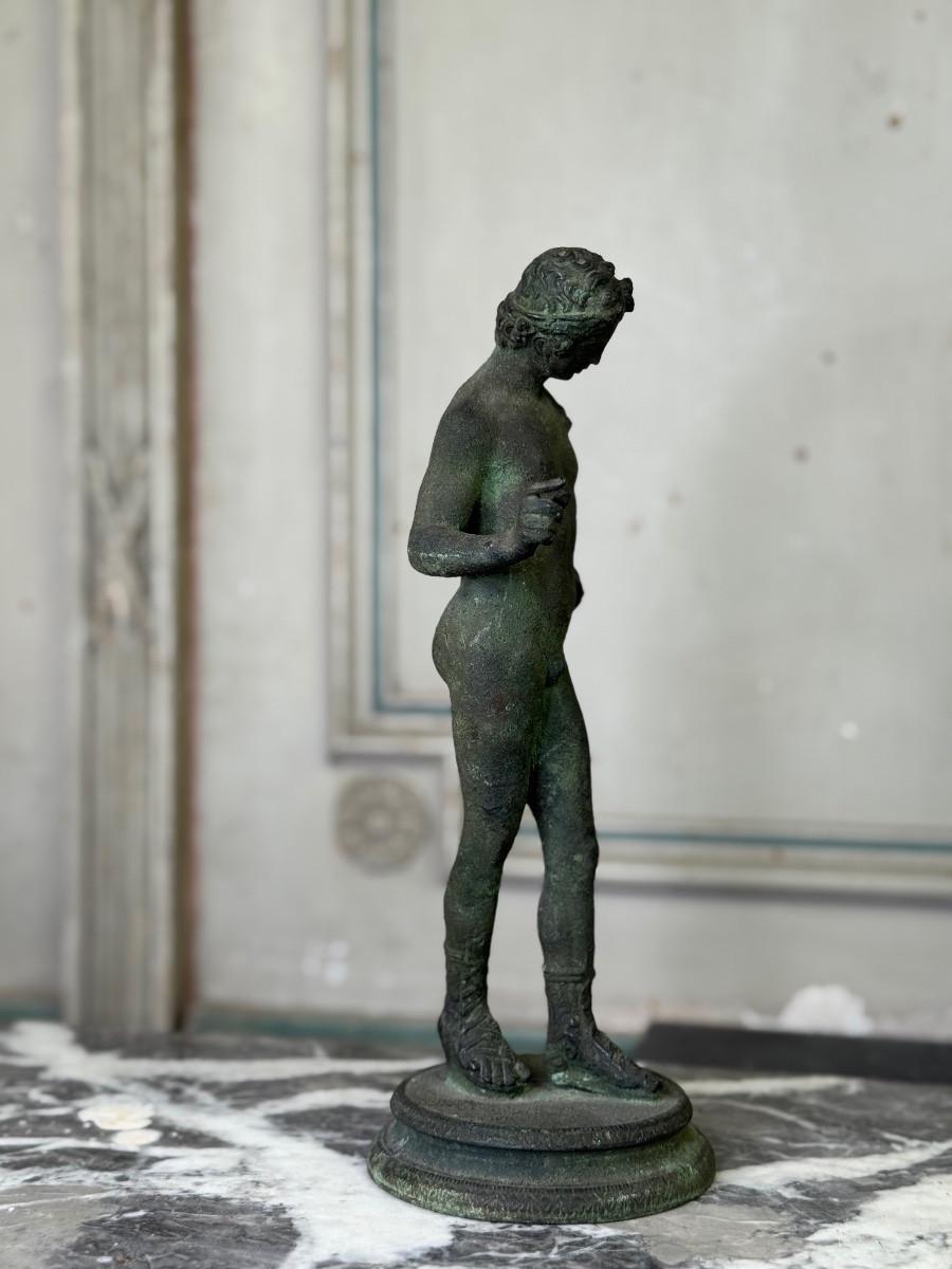 Bronze Narcissus Based on the antique, excavation patina, 19th century For Sale 3