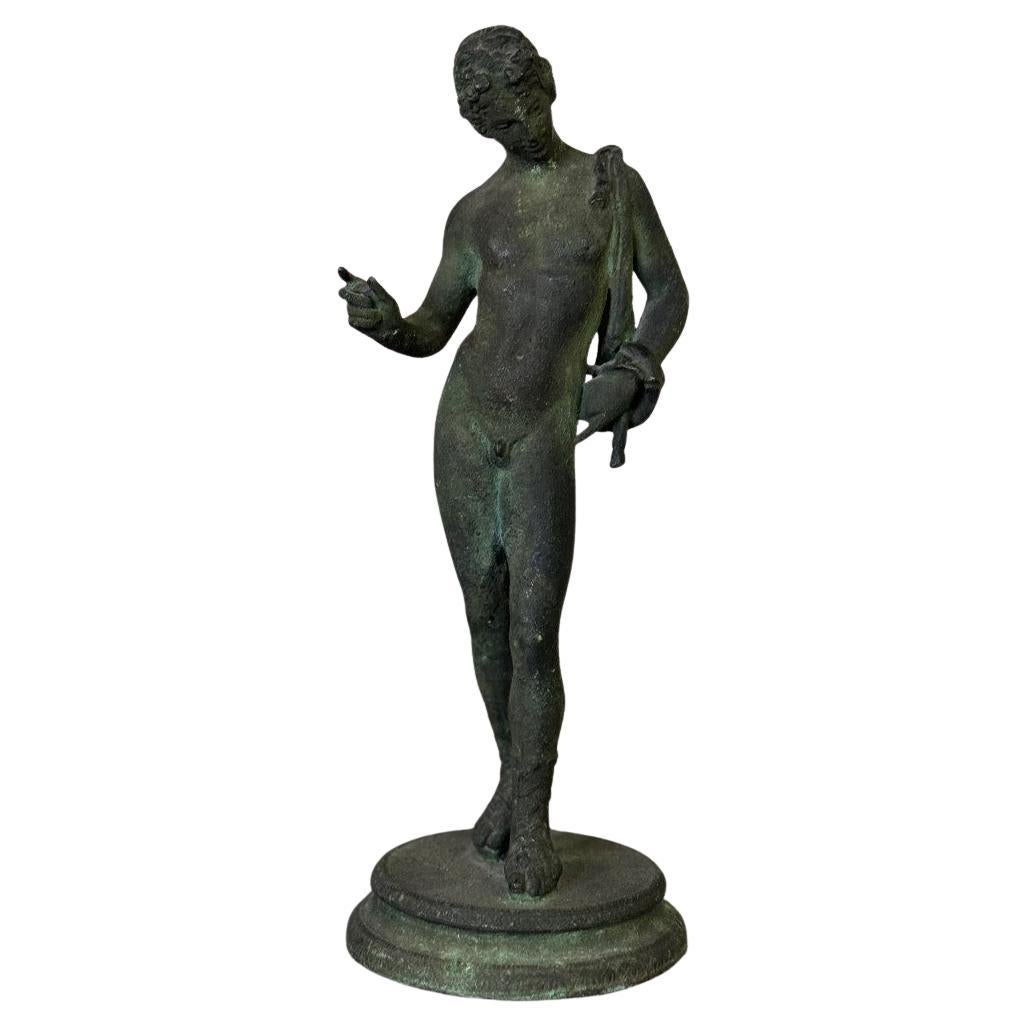 Bronze Narcissus Based on the antique, excavation patina, 19th century For Sale
