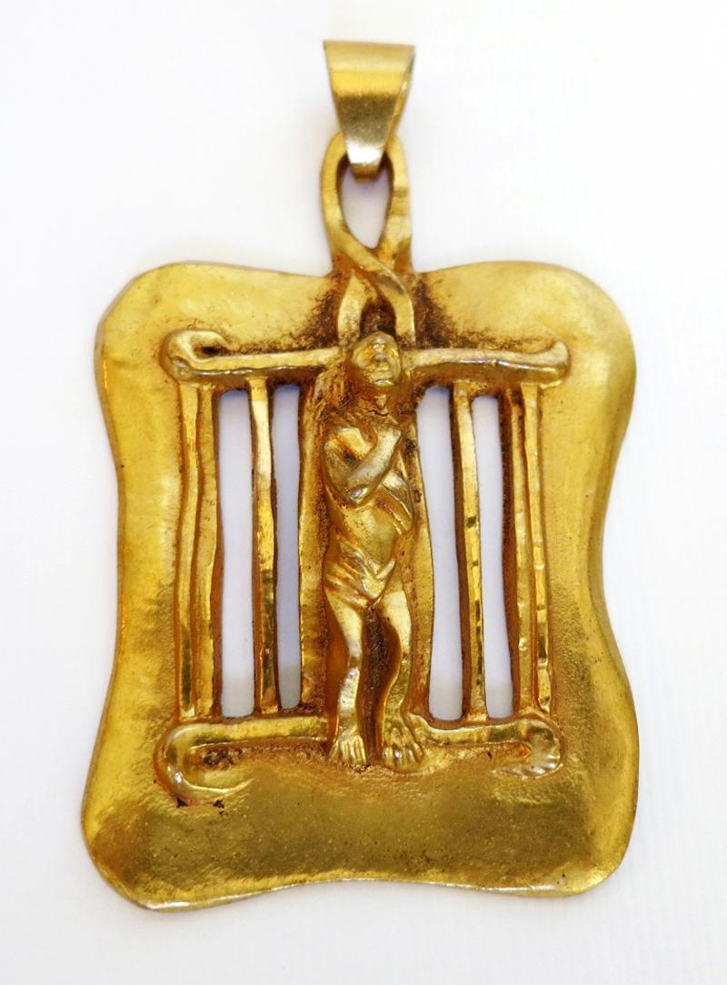 Mid-20th Century Bronze Necklace Pendant Saint Laurent Line Vautrin For Sale