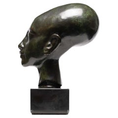 Bronze Nefertiti on a Rectangular Black Marble Base