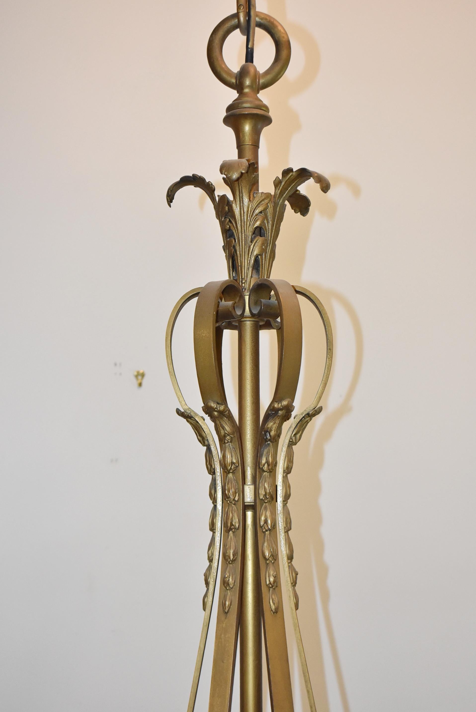 Bronze Neoclassic Style Nine-Light Chandelier For Sale 6