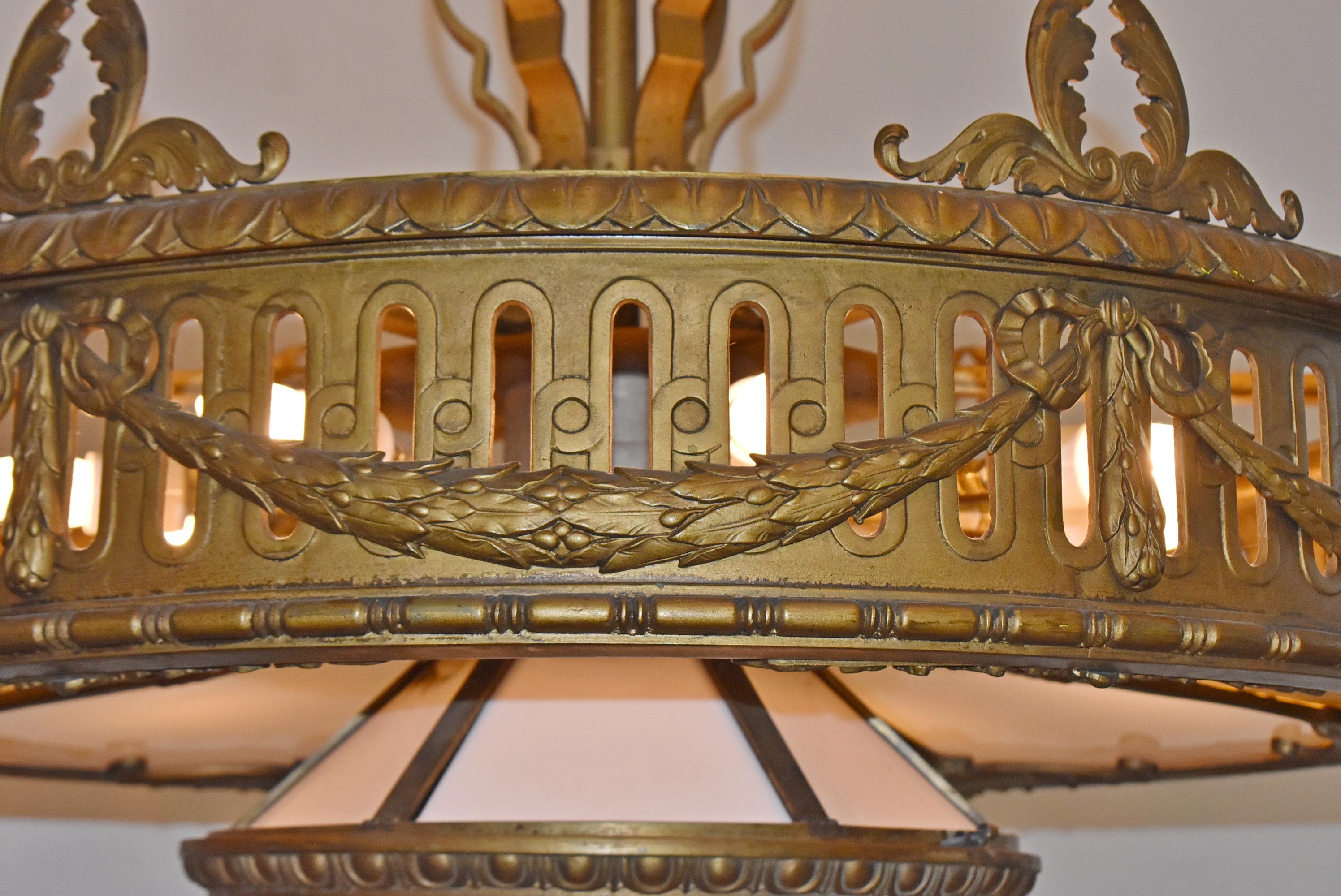 Neoclassical Bronze Neoclassic Style Nine-Light Chandelier For Sale