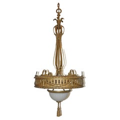 Bronze Neoclassic Style Nine-Light Chandelier