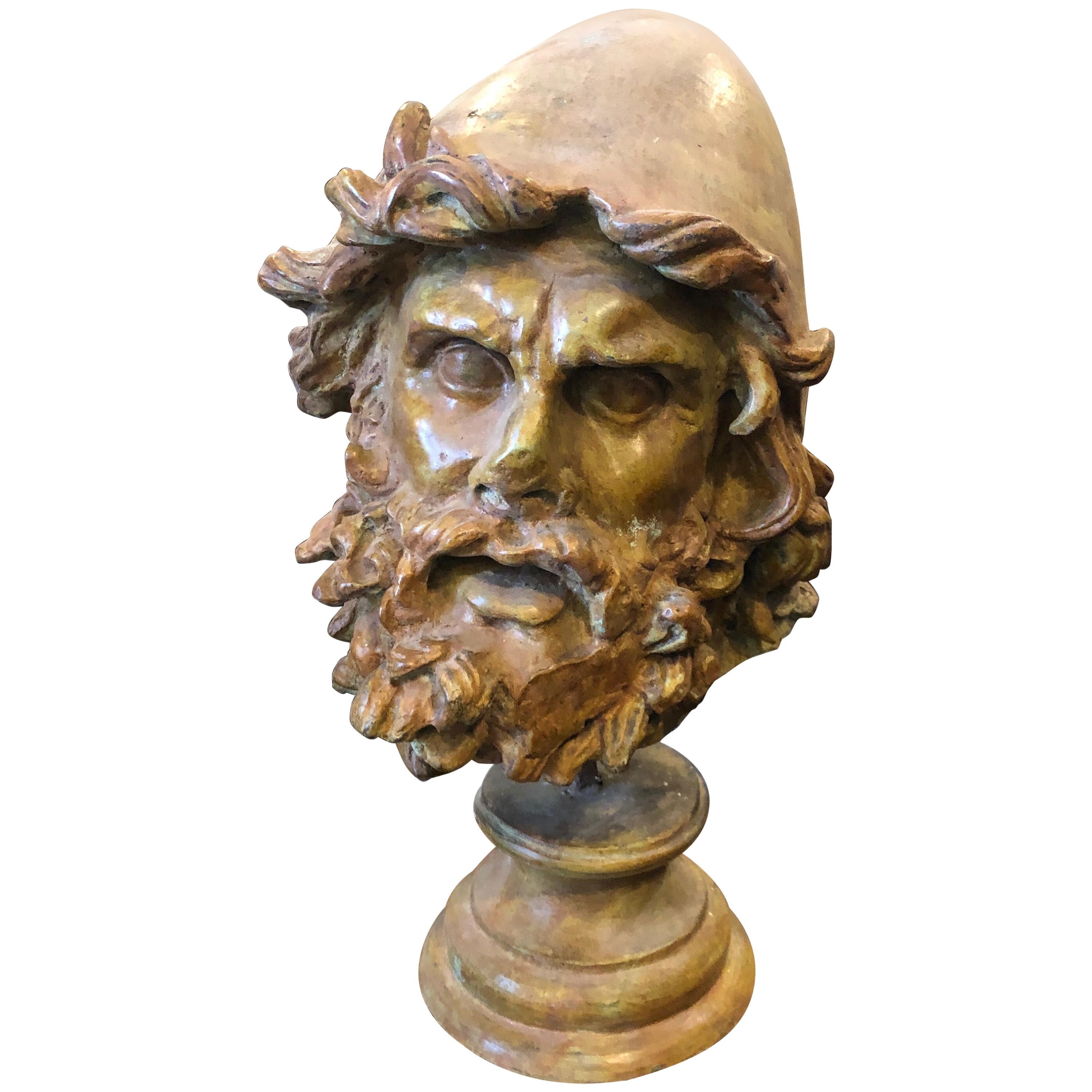 1950s Neoclassical Bronze Italian Head of Ulysses Figure