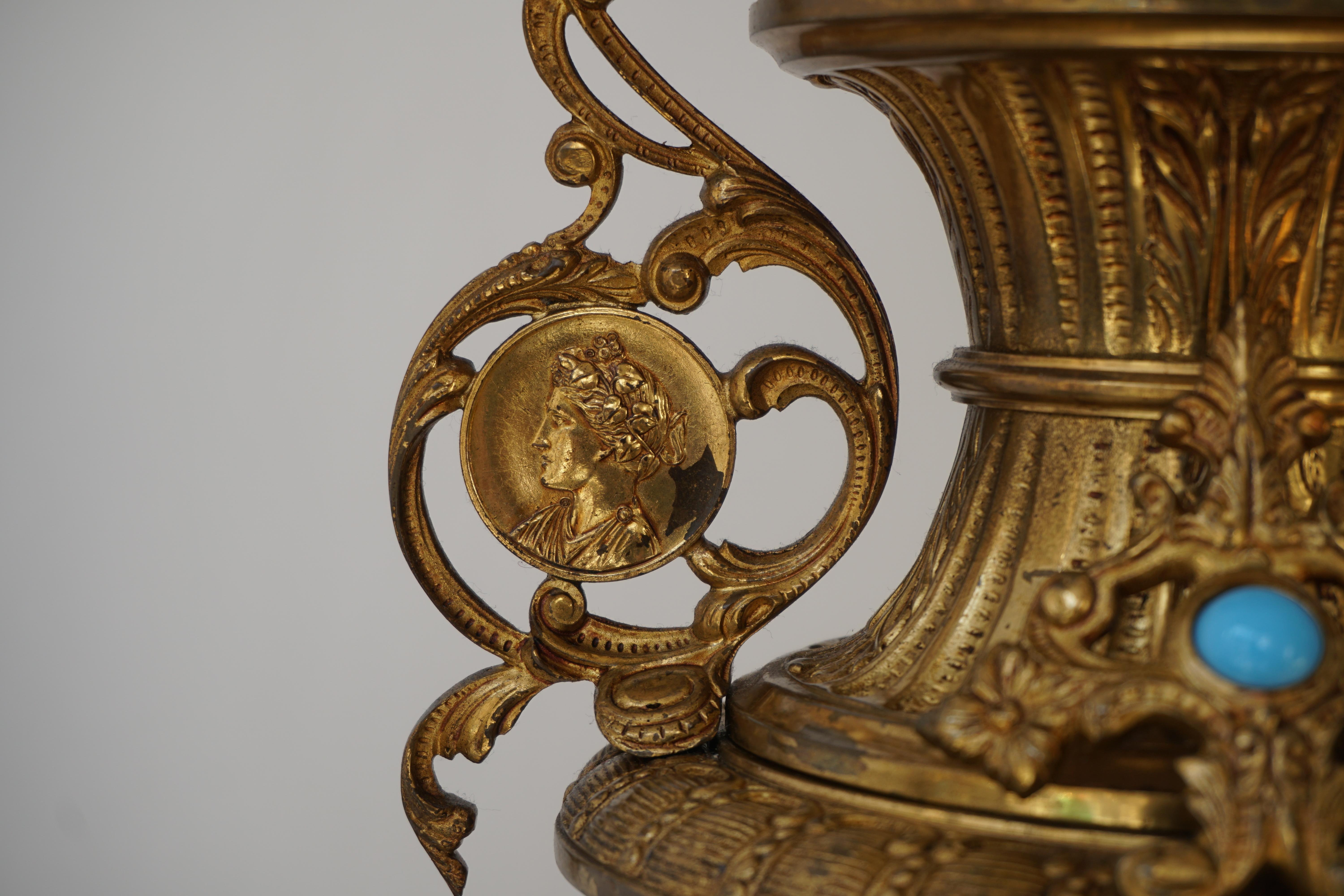 Neoklassizistische Bronze-Lampe mit Lapislazuli-Akzenten im Angebot 1