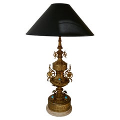 Bronze Neoclassical Lamp with Lapis Lazuli Accents