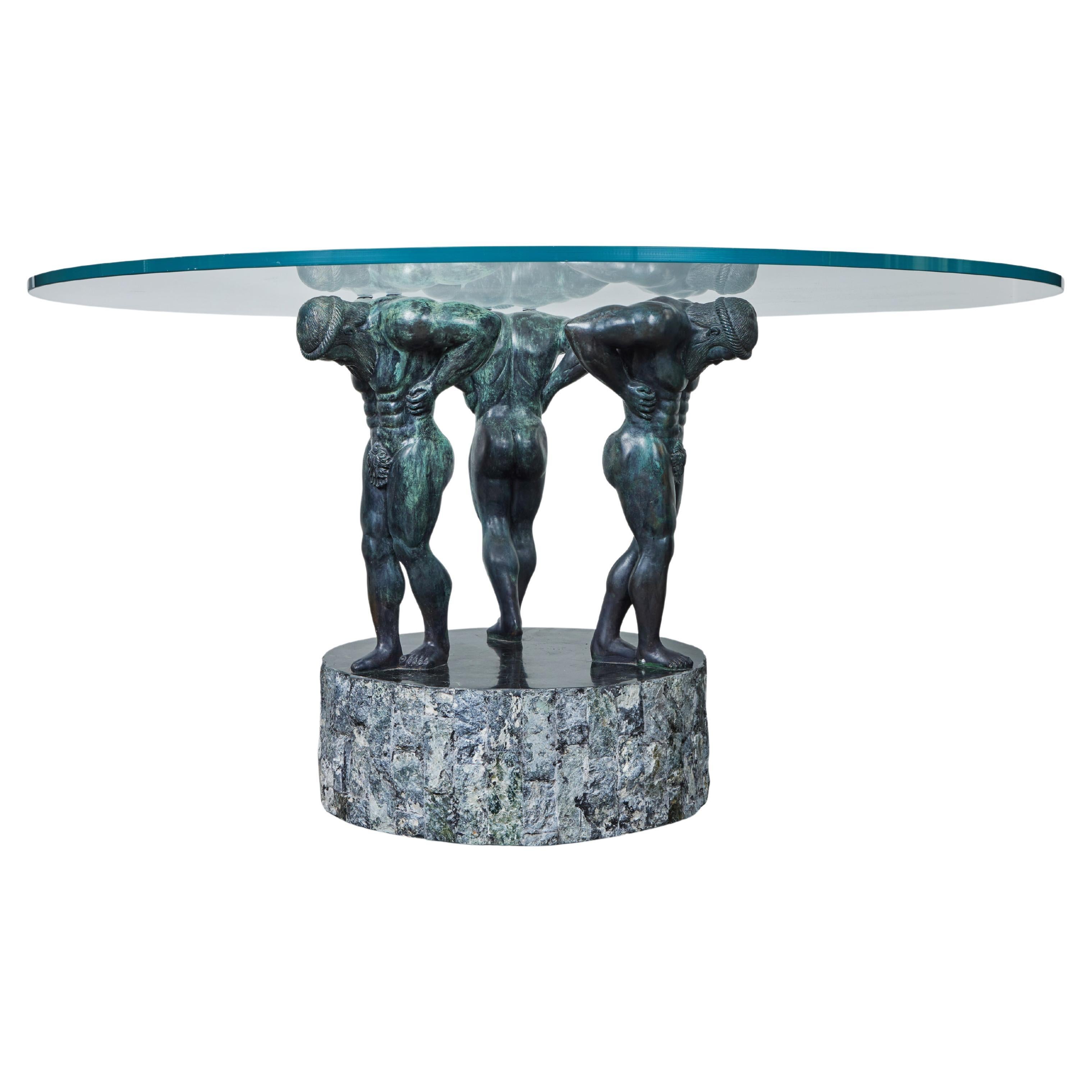 Bronze Neoclassical Table Base by Mastercraft For Sale