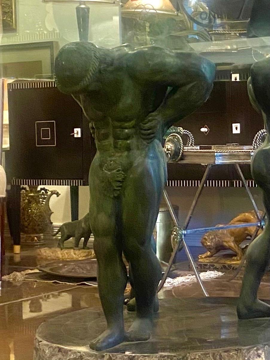Bronze Neoclassical Table Base with Glass Table Top Bon état - En vente à Miami, FL