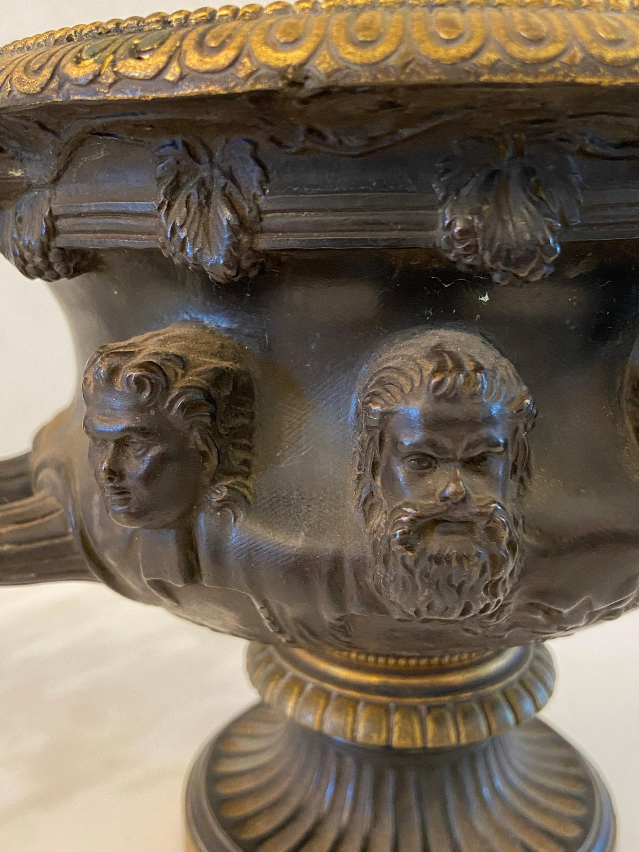 Cast Bronze Neoclassical Warwick Vase Urn