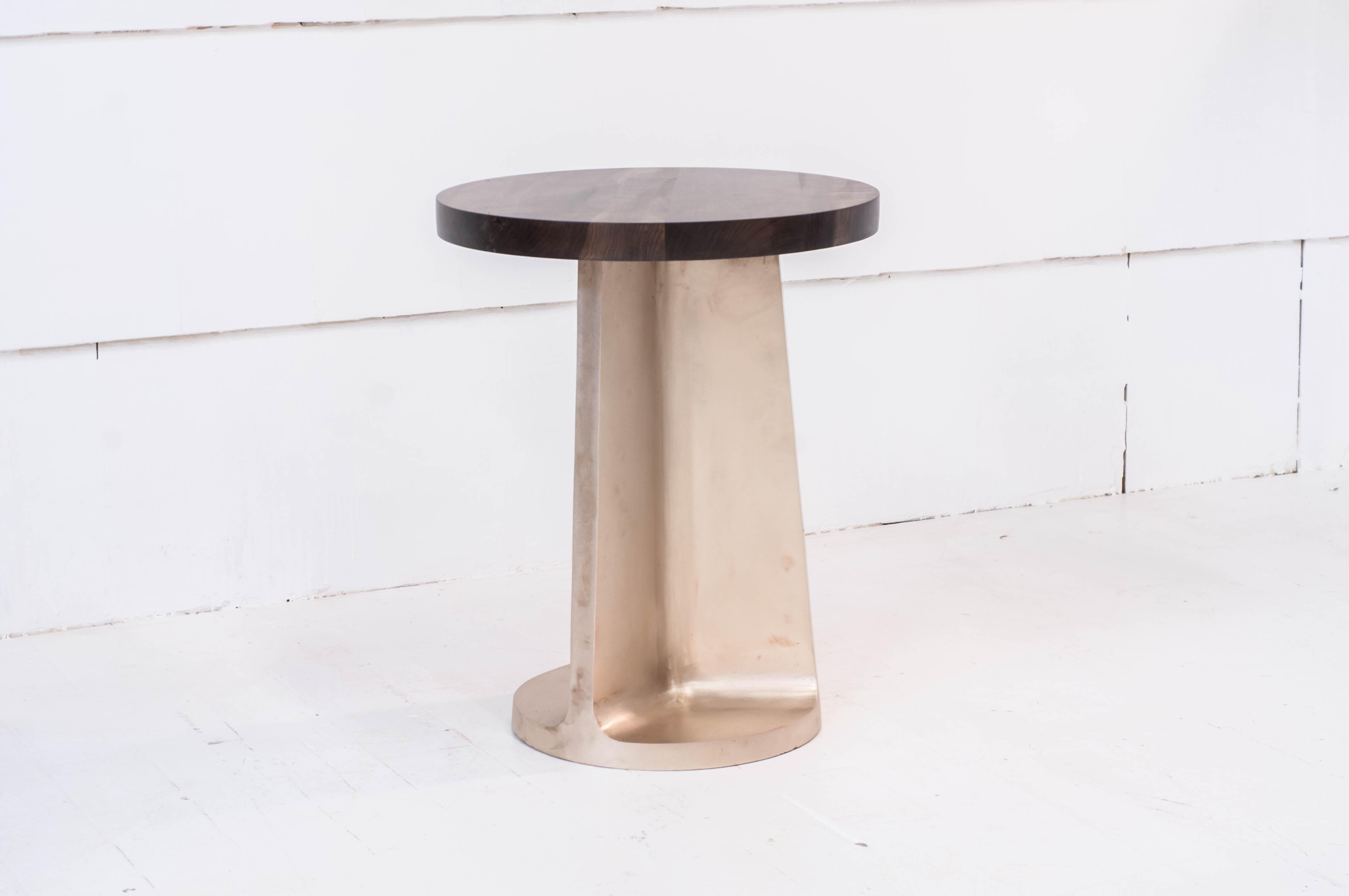 Contemporary Bronze Neolith Cafe Table in Oxidized Maple and Cast Bronze