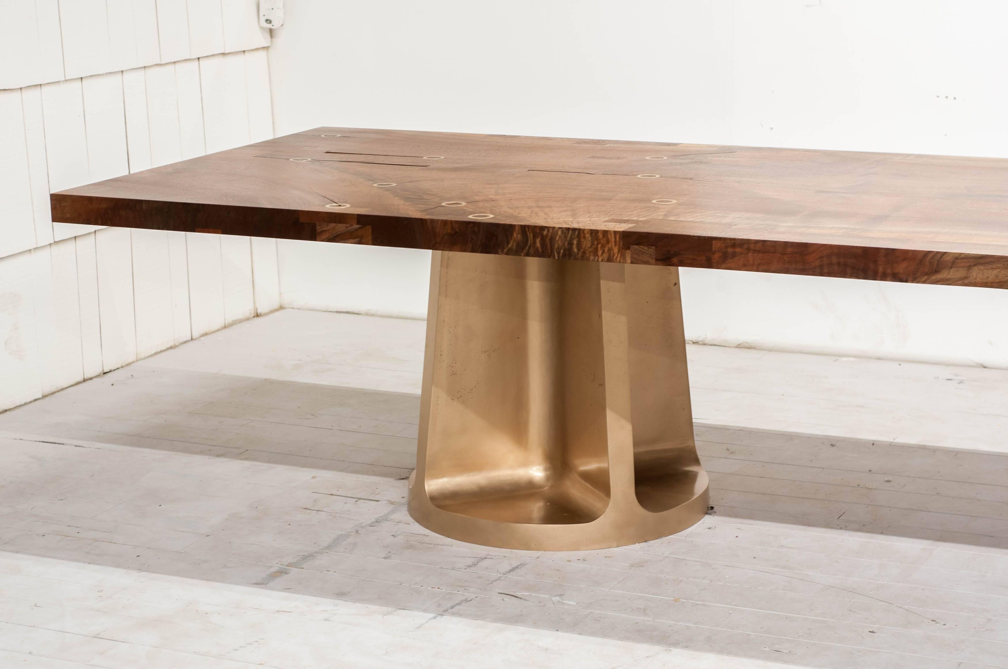 Bronze Neolith Double Leg Claro Walnut Dining Table 8