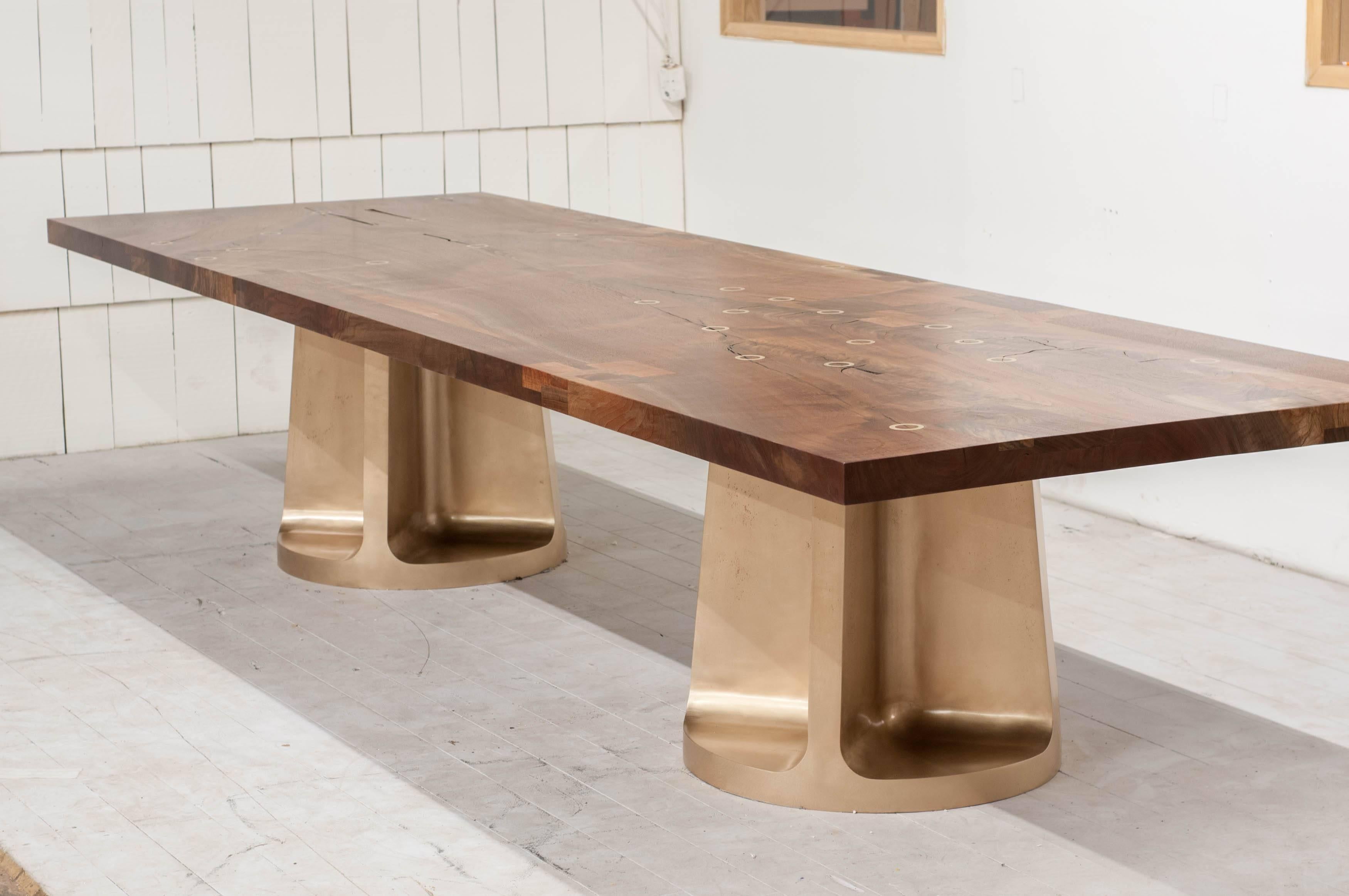 double leg dining table