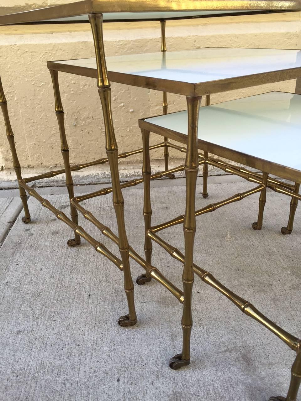 French Bronze Nesting Tables by Maison Baguès For Sale