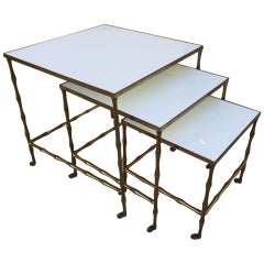 Vintage Bronze Nesting Tables by Maison Baguès