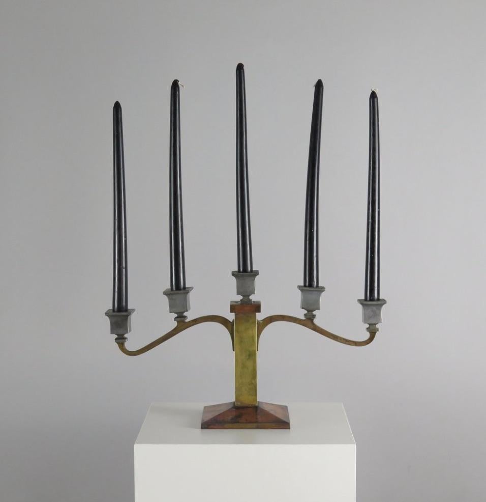 Bronze & Nickel Candelabra by Bradley & Hubbard In Good Condition For Sale In Pittsburgh, PA