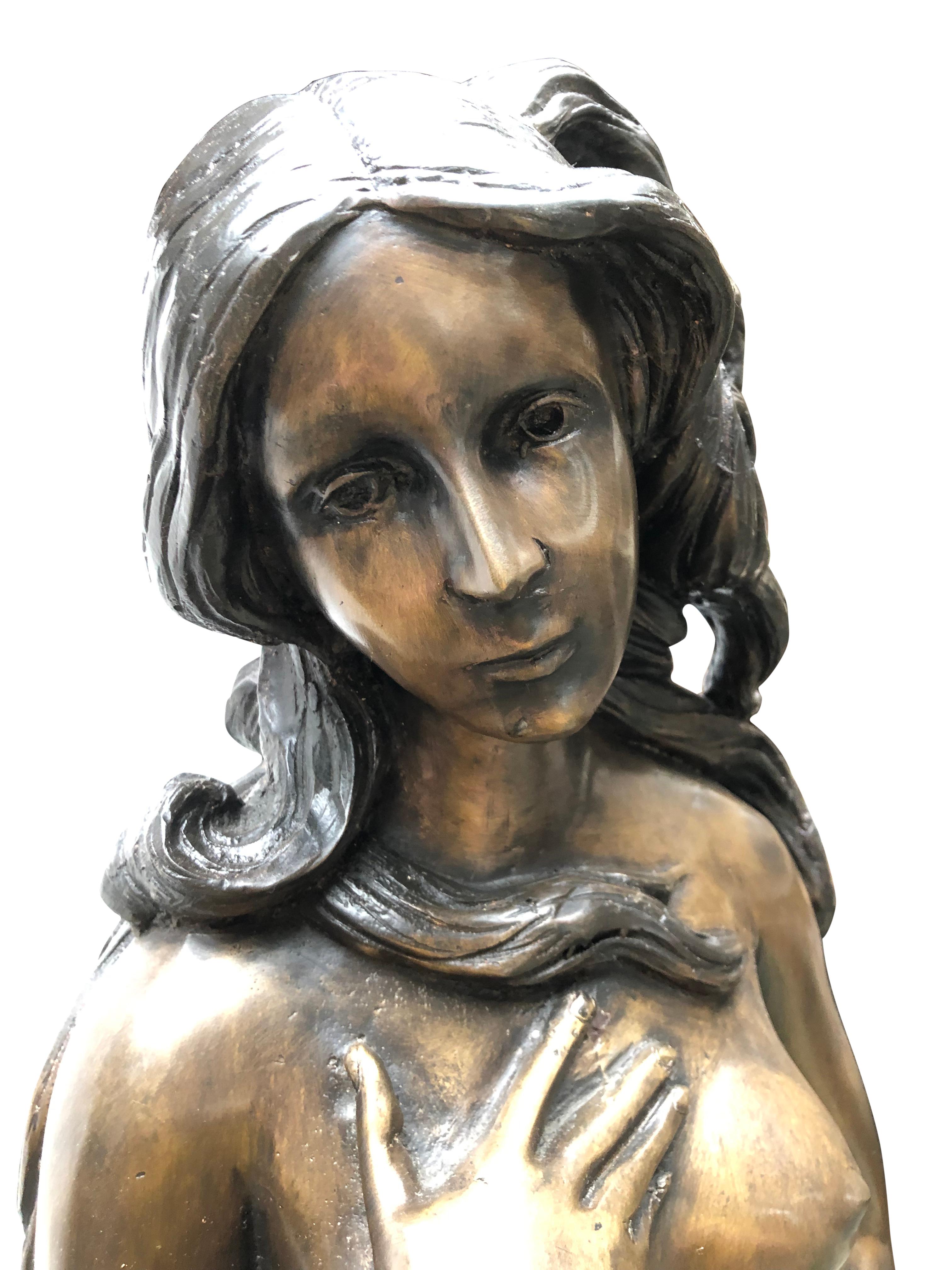 Bronze Nude Female Fountain, French Rococo Conch Shell Statue, 20th Century For Sale 2