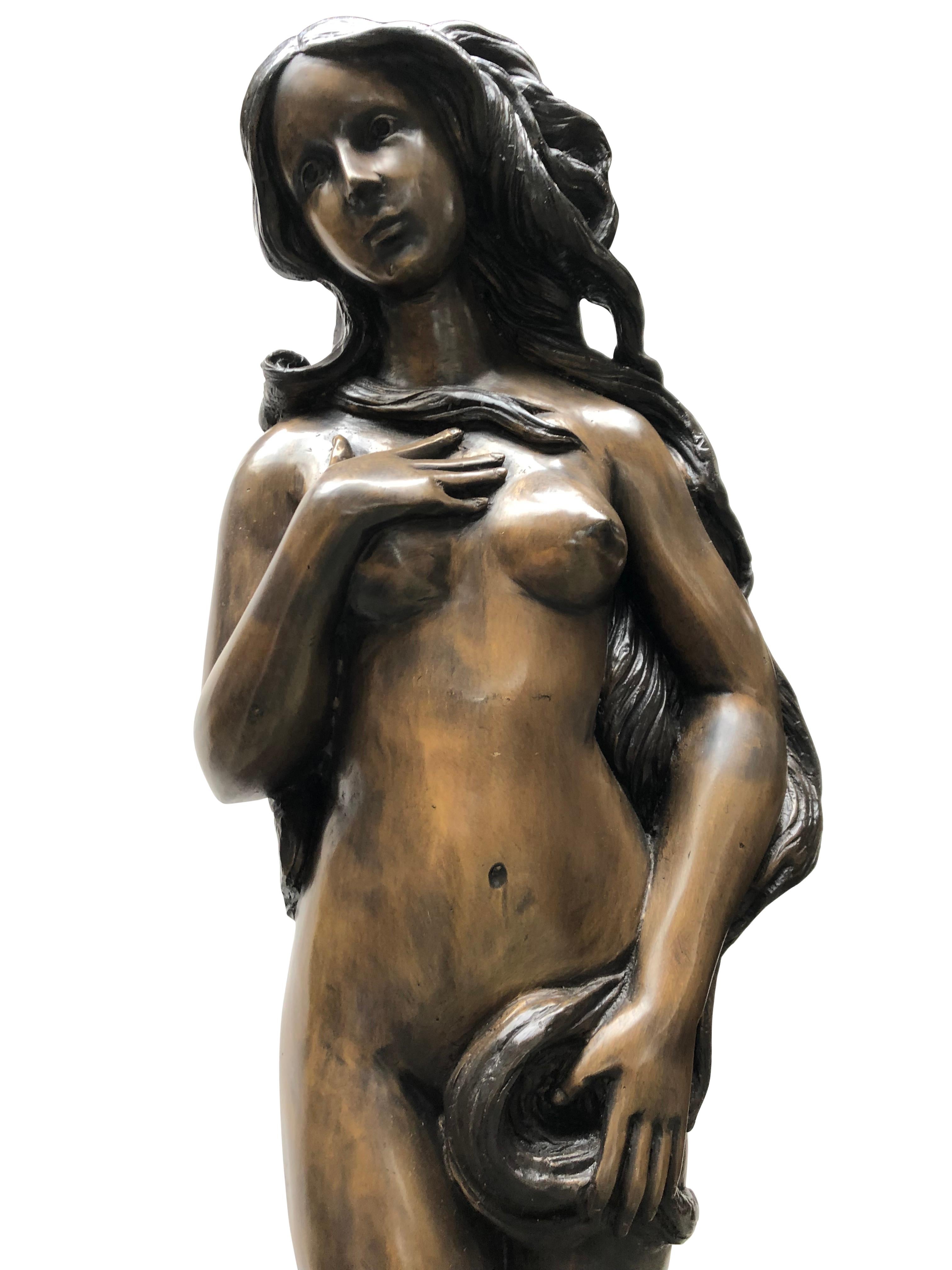 Bronze Nude Female Fountain, French Rococo Conch Shell Statue, 20th Century For Sale 3