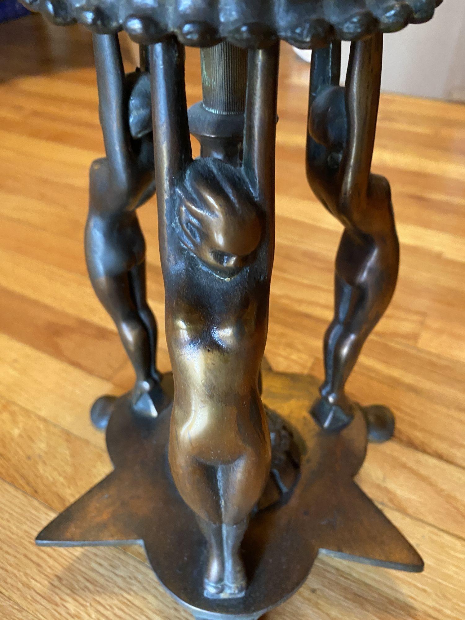 Bronze Nude Figural Art Deco Smoking Side Table by Frankart 5