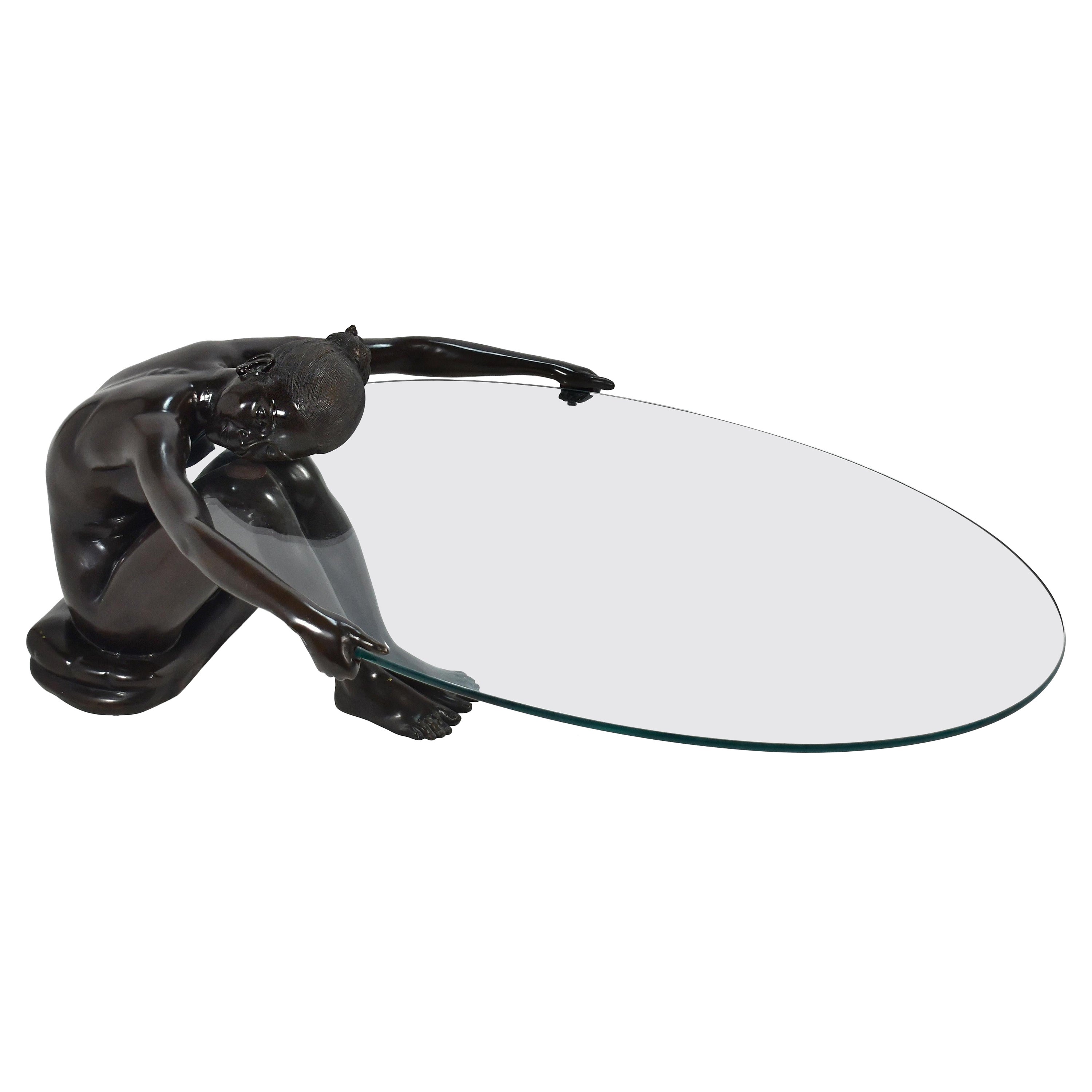 Bronze Nude Figure Coffee Table