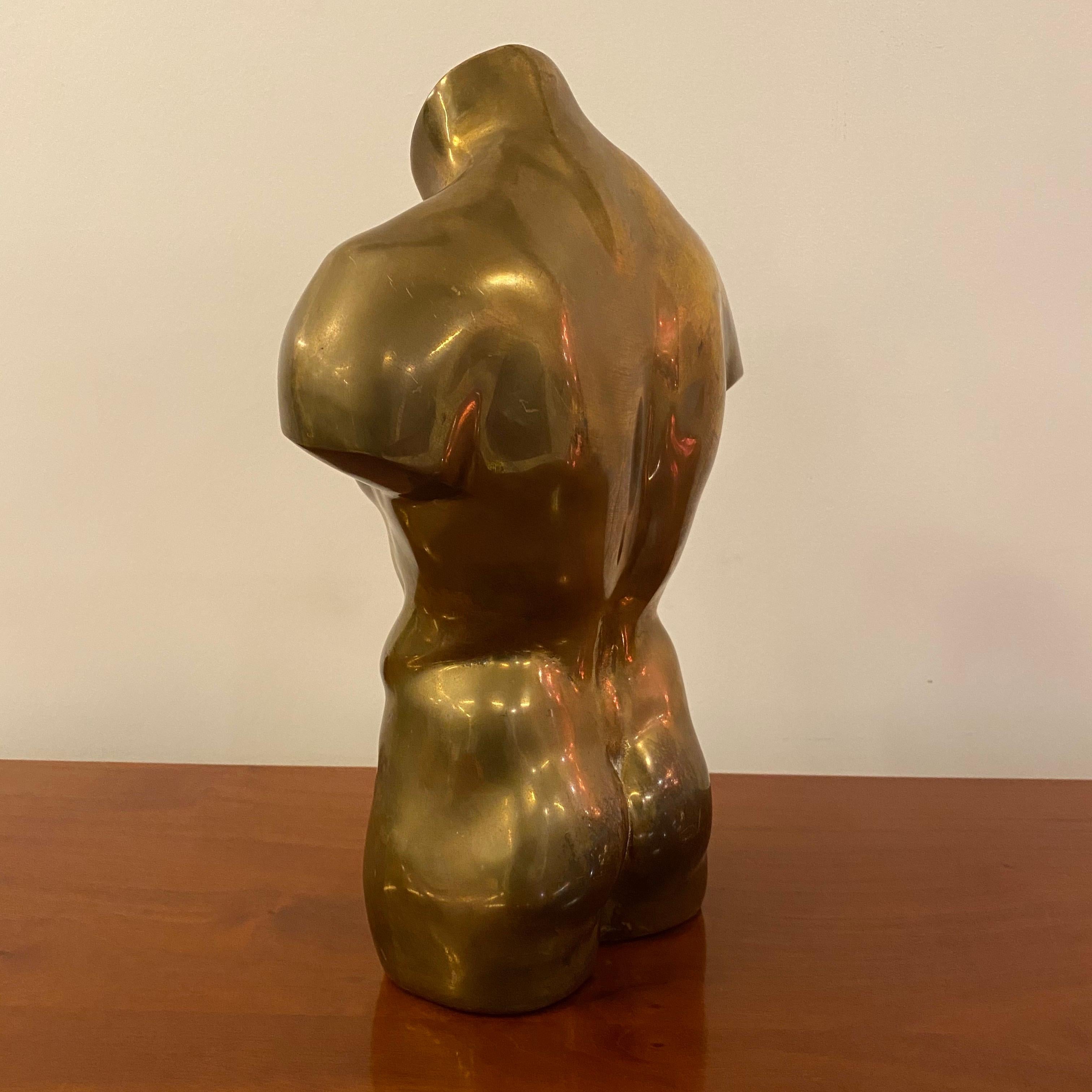 Mid-Century Modern Bronze Nude Male Bust Sculpture, 1970s