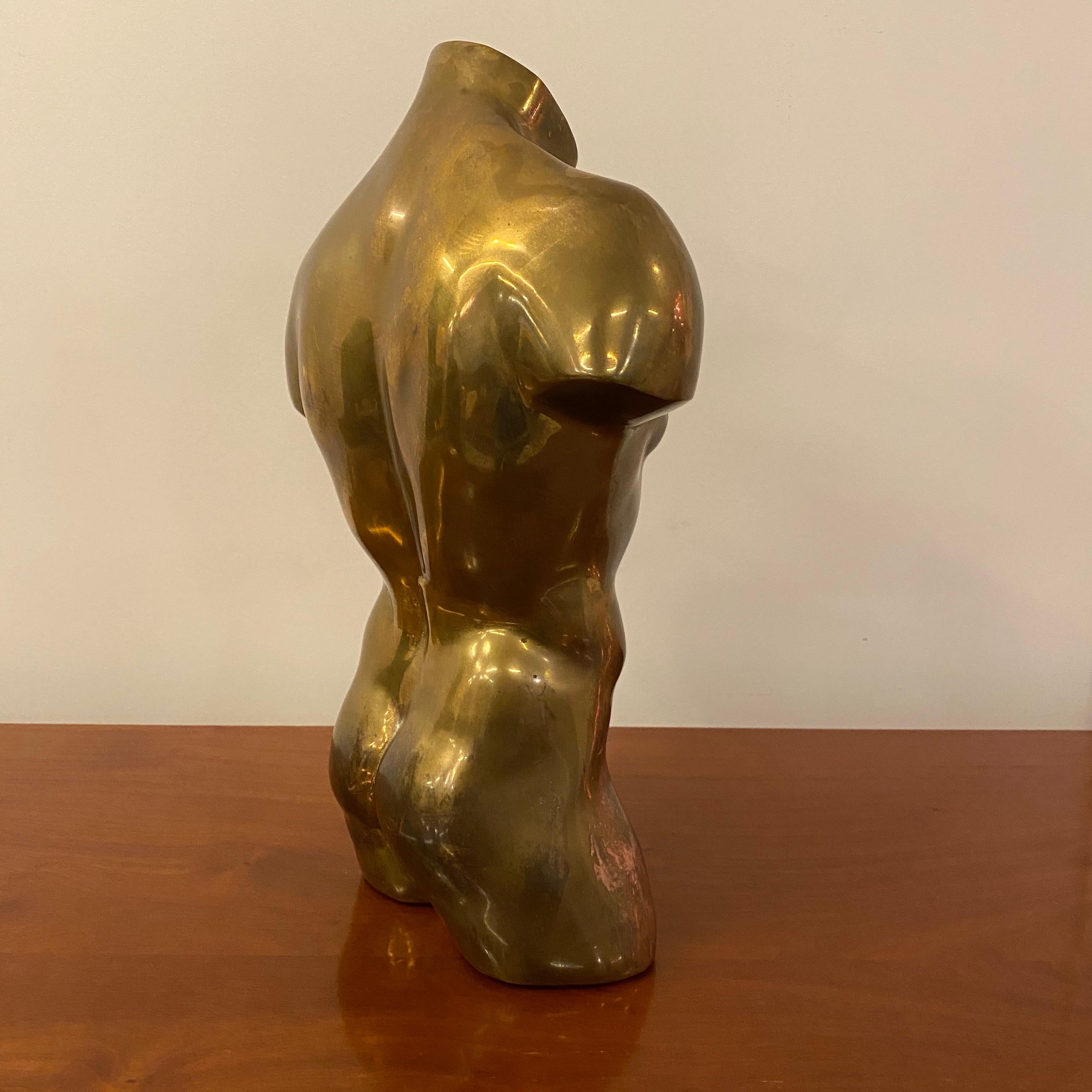 Sculpture de buste masculin nu en bronze, 1970 Bon état à Saint Ouen, FR