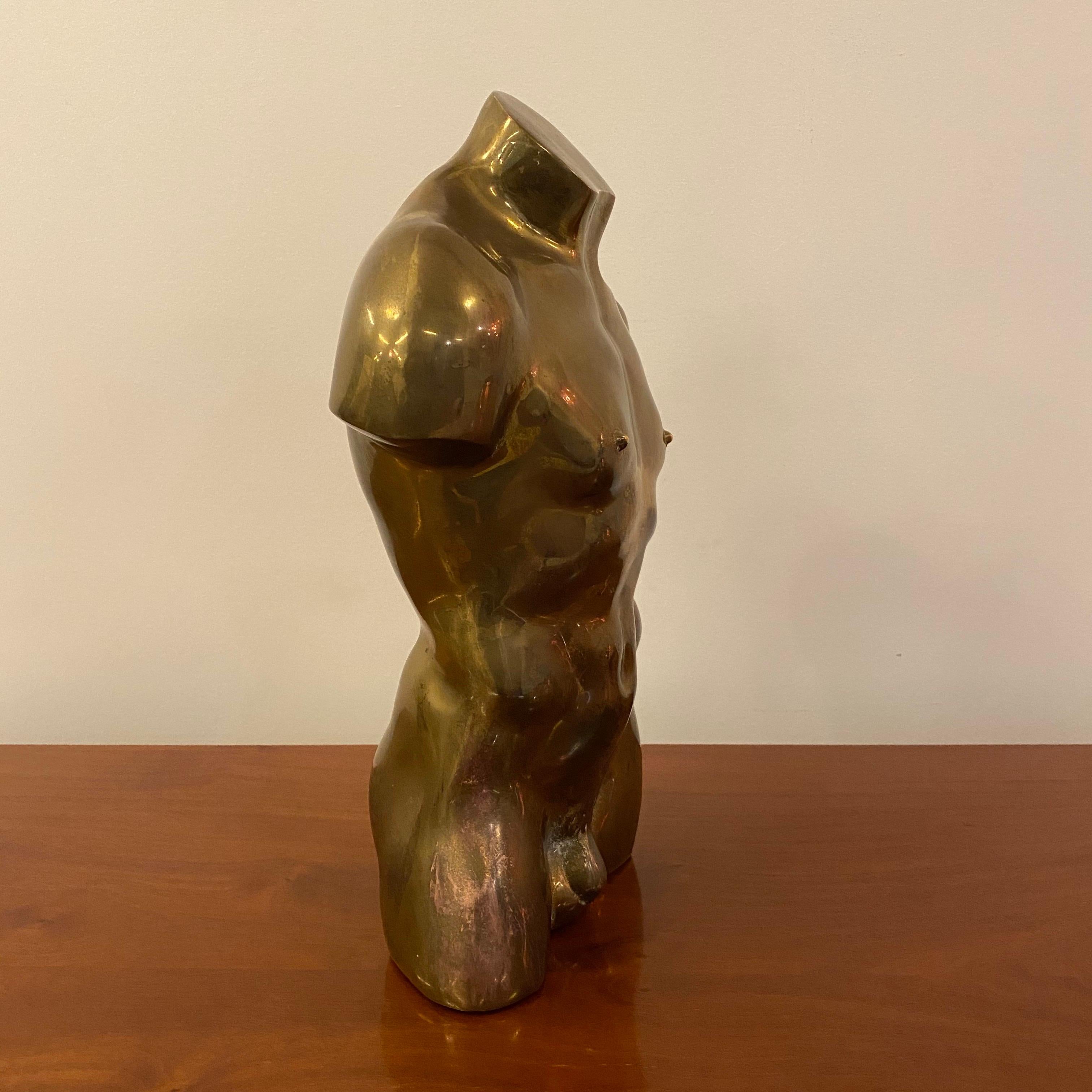 Late 20th Century Bronze Nude Male Bust Sculpture, 1970s