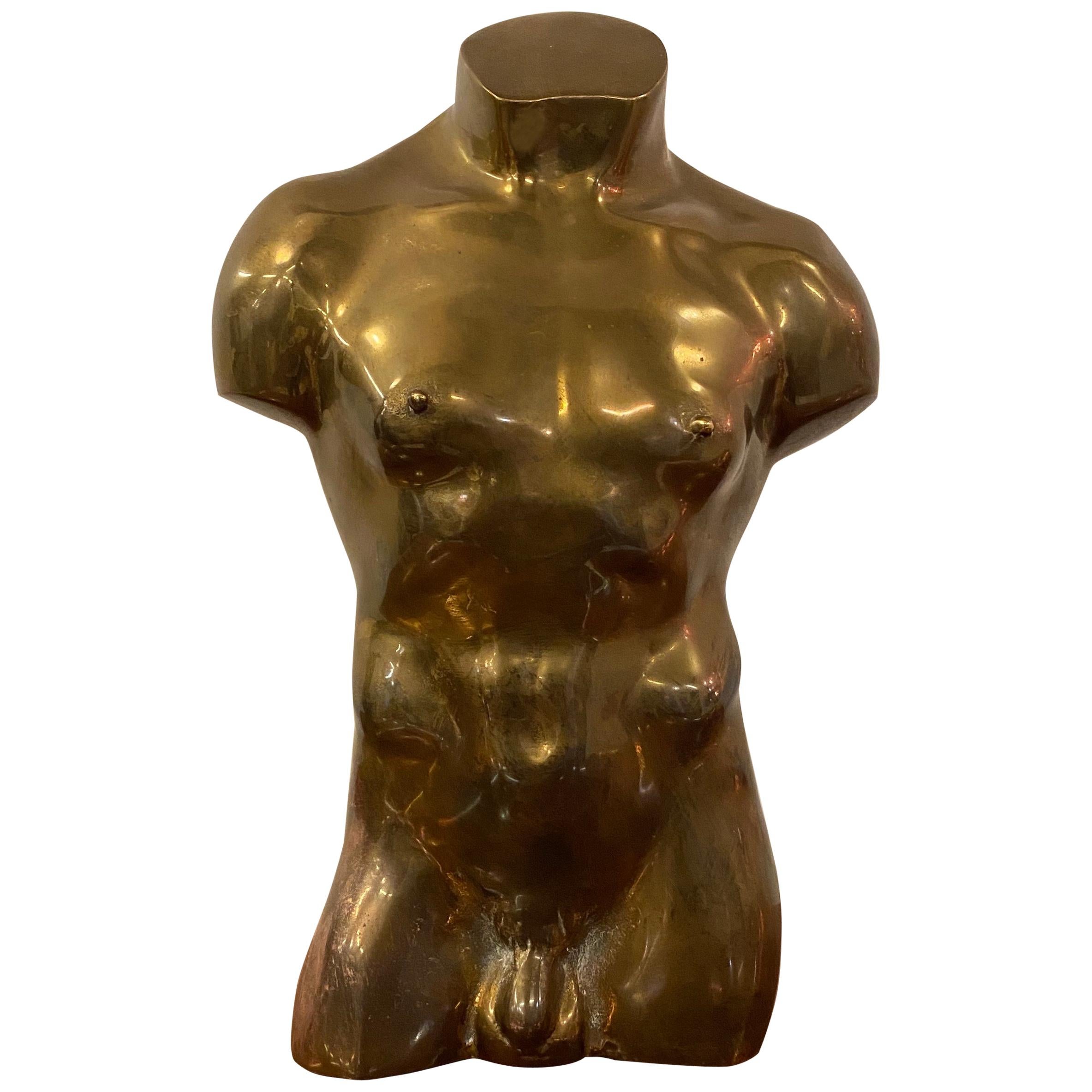 Bronze Nude Male Bust Sculpture, 1970s