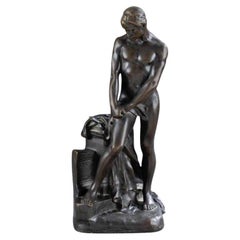 Bronze of a iconic Draped Male Nude Athlete by Raoul Francois Larche